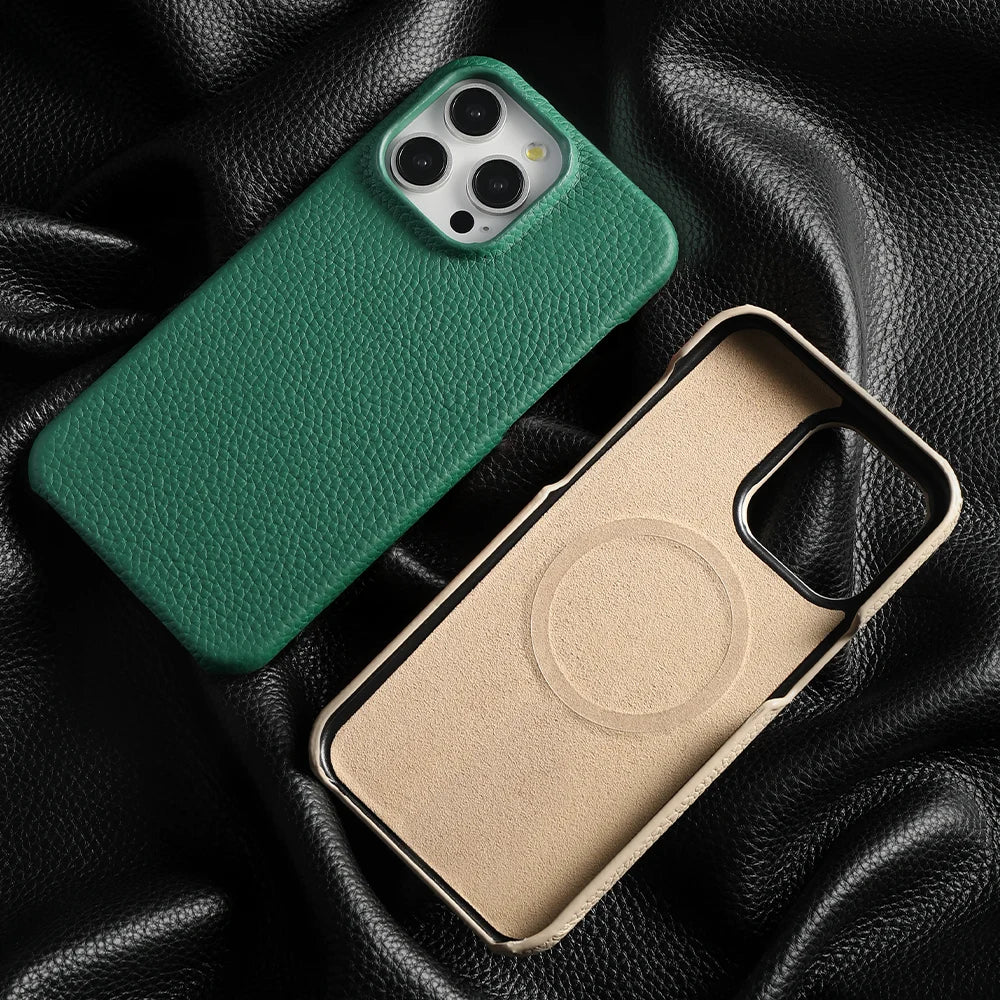 MagSafe Case for iPhone 15/16 Pro Max - Leather Magnetic Back Cover